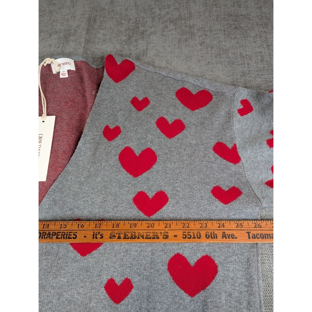 NWT Driftwood Cardigan Women 3X Plus Size Gray Sweater Heart Intarsia Open Front - Picture 4 of 7